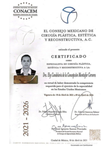 Mexican Council of Plastic Surgery certification
