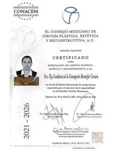Mexican Council of Plastic Surgery certification