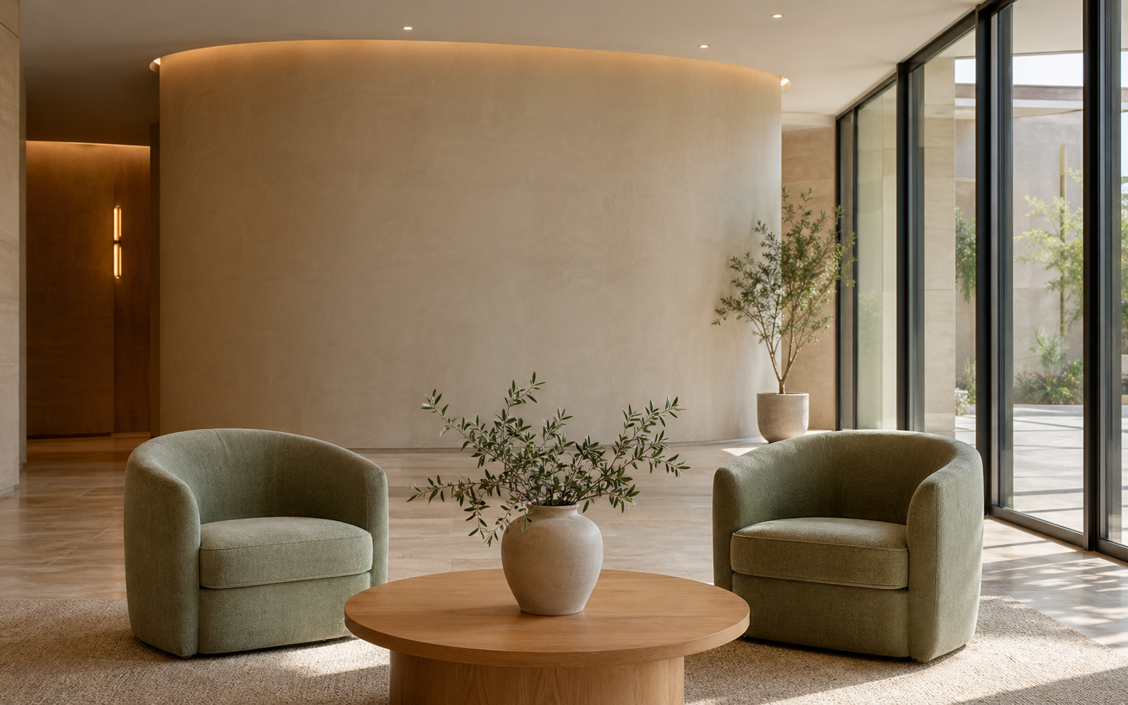 The calm, modern partner clinic lobby in Tijuana