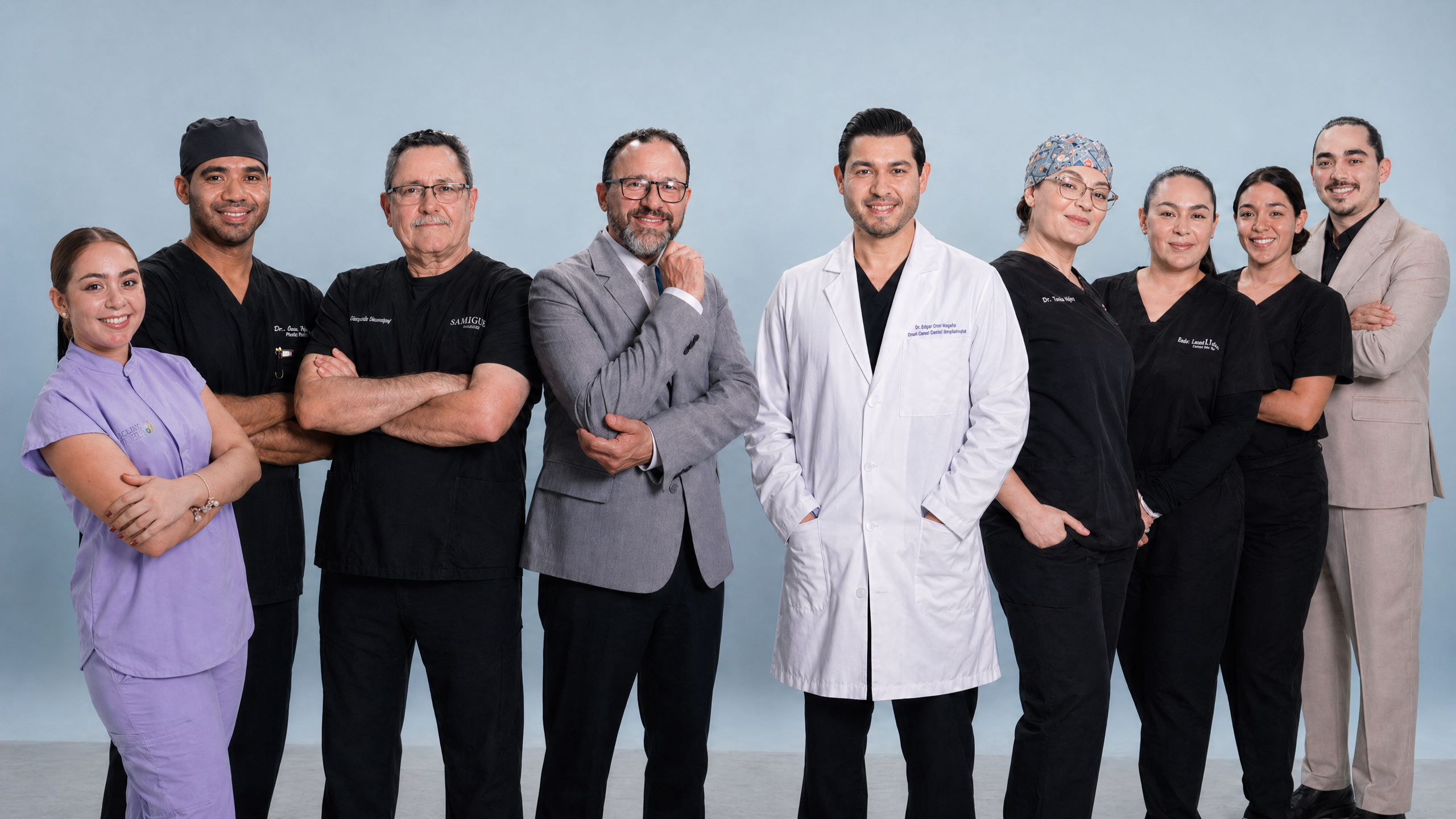 Wide group portrait of the partner Tijuana clinic team
