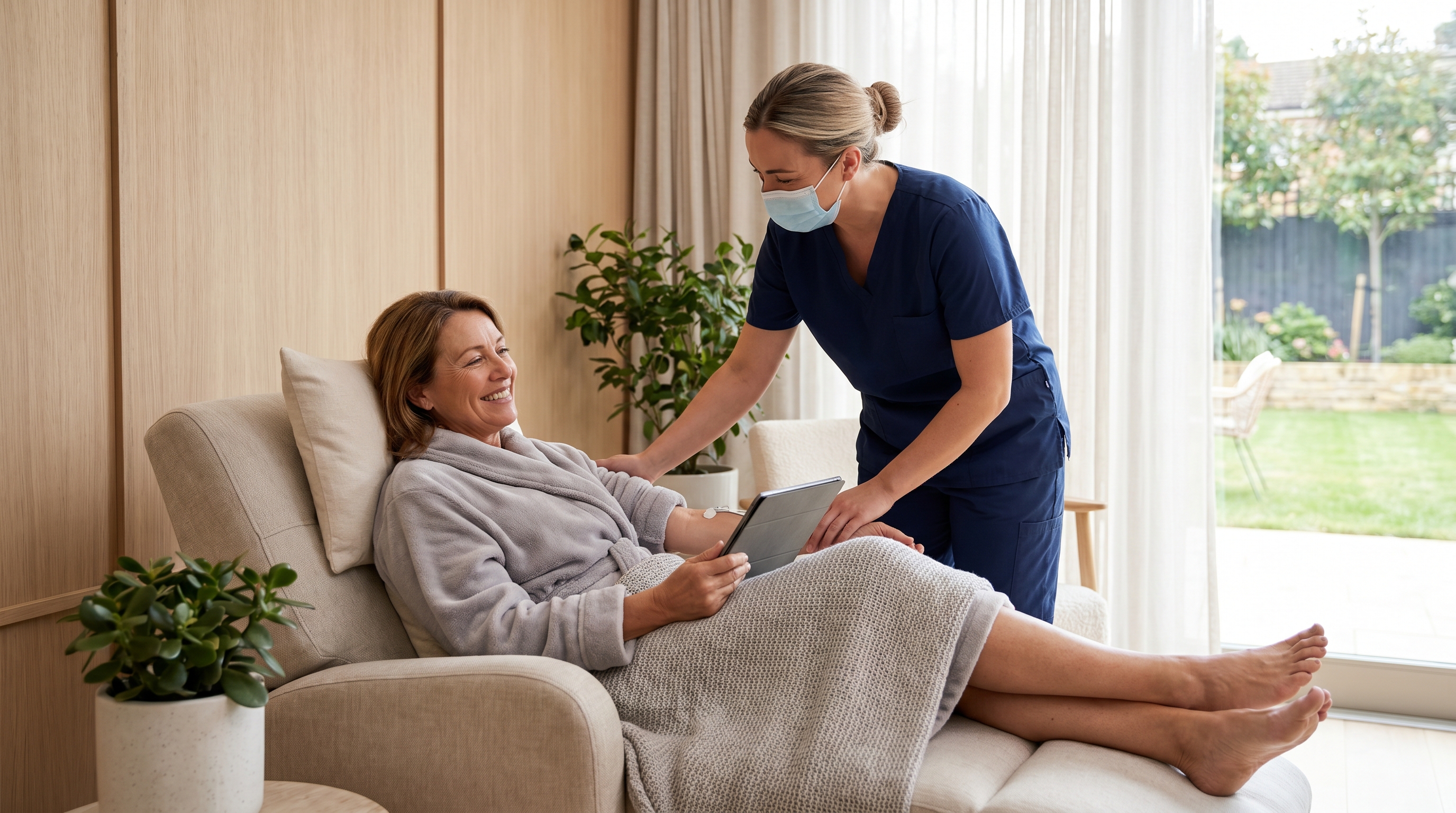 Patient recovering in luxury clinic