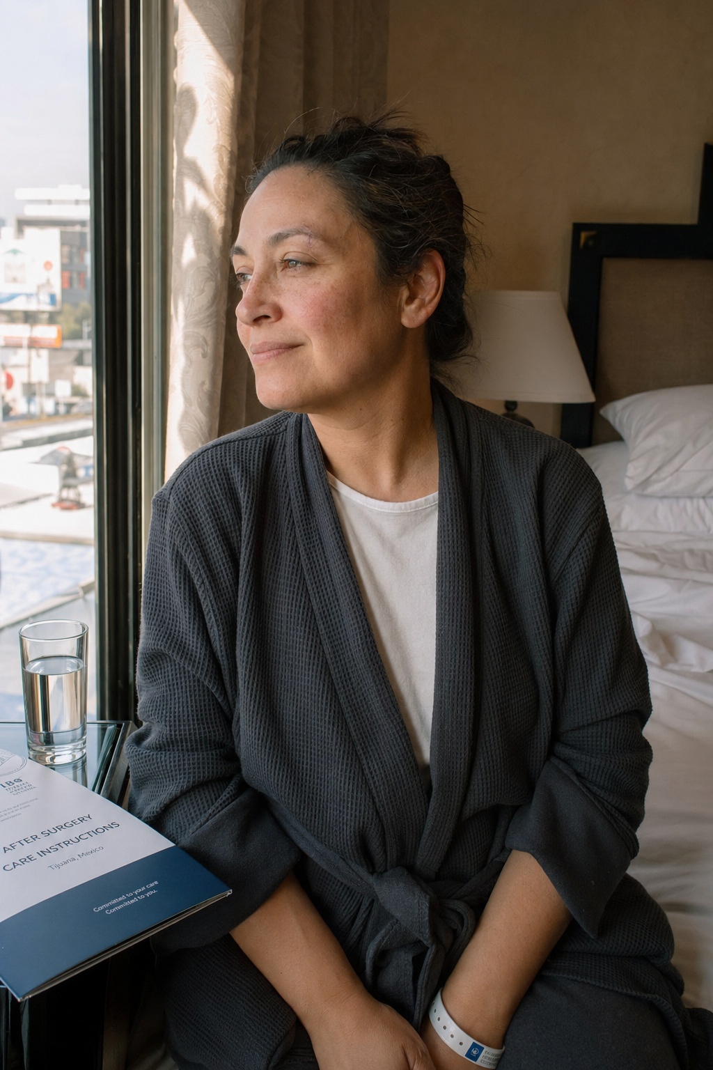 All-Inclusive Surgery package preview &mdash; cosmetic surgery patient on the recovery balcony